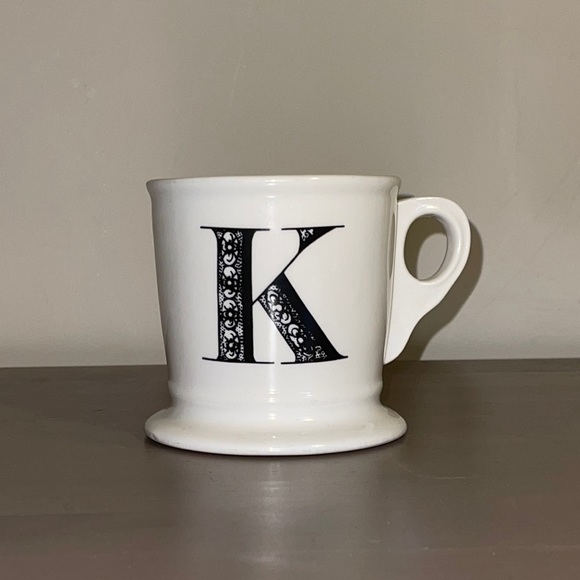 Anthropologie Cream and Black Ceramic Letter K Mug - Picture 2 of 7